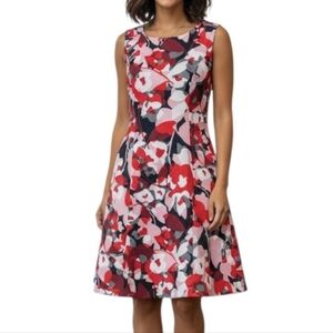 The Limited Red Pink Floral Fit & Flare Coctail Dress
